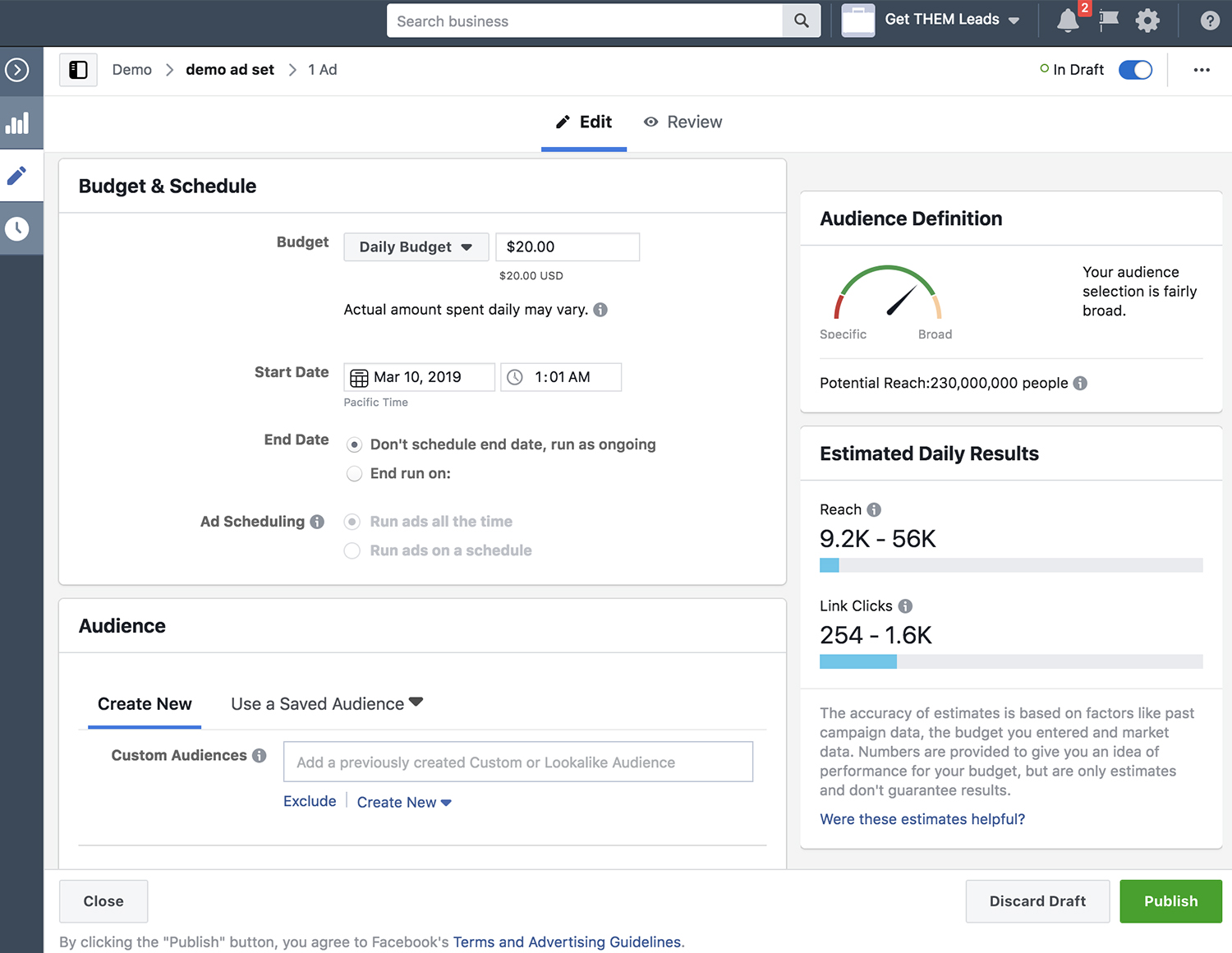 Facebook Campaign Preview